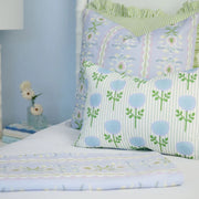 Marigold Ticking Stripe Blue Lumbar Pillow