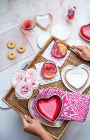 Baroque Glass Pink Heart Cocktail Plate