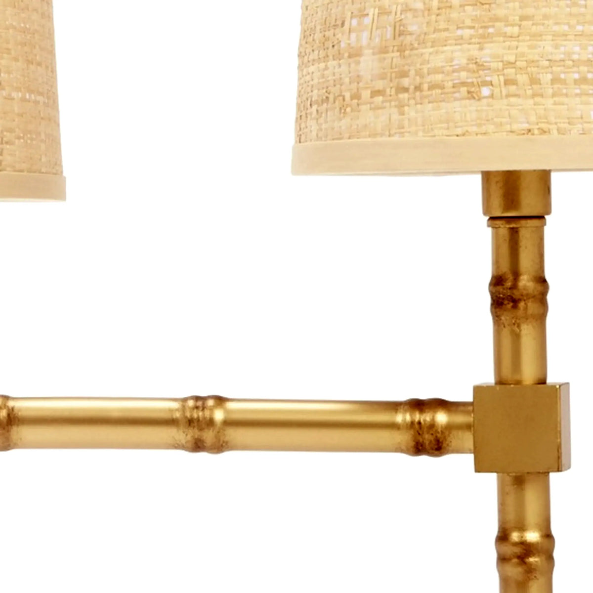 Golden Bamboo Chandelier with Grasscloth Shades