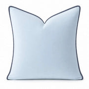 Light Blue Velvet Pillow with Navy Embroidery