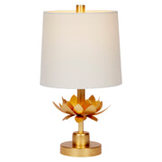 Mini Gold Leaf Mallory Lamp with White Linen Shade
