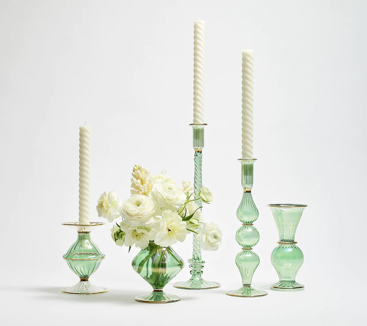Ripple Candle Holder in Green