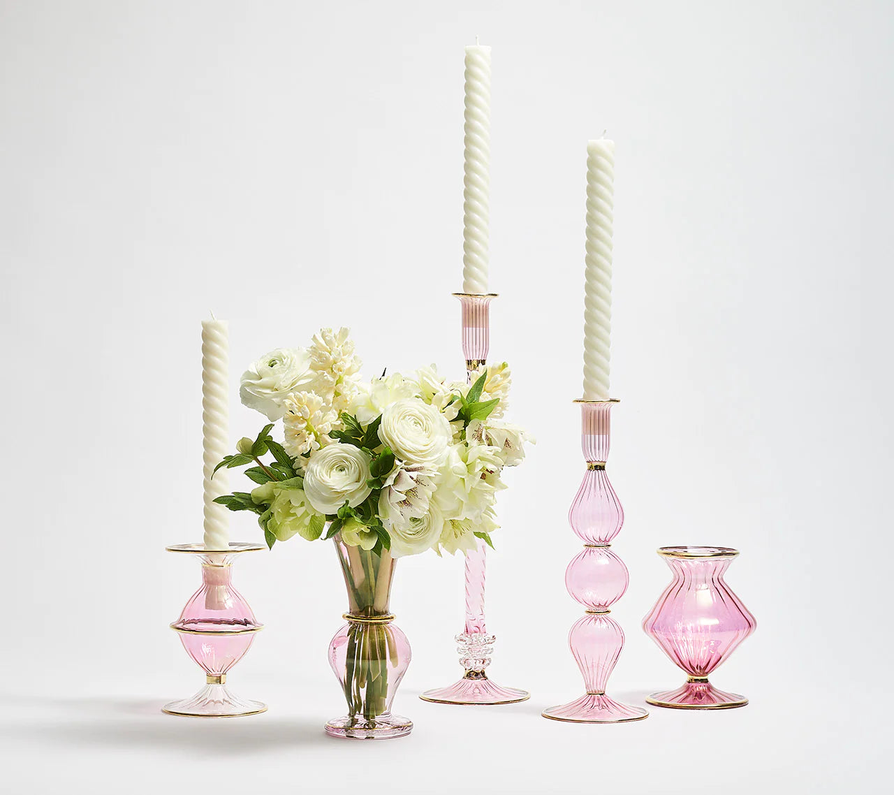 Ripple Candle Holder in Pink