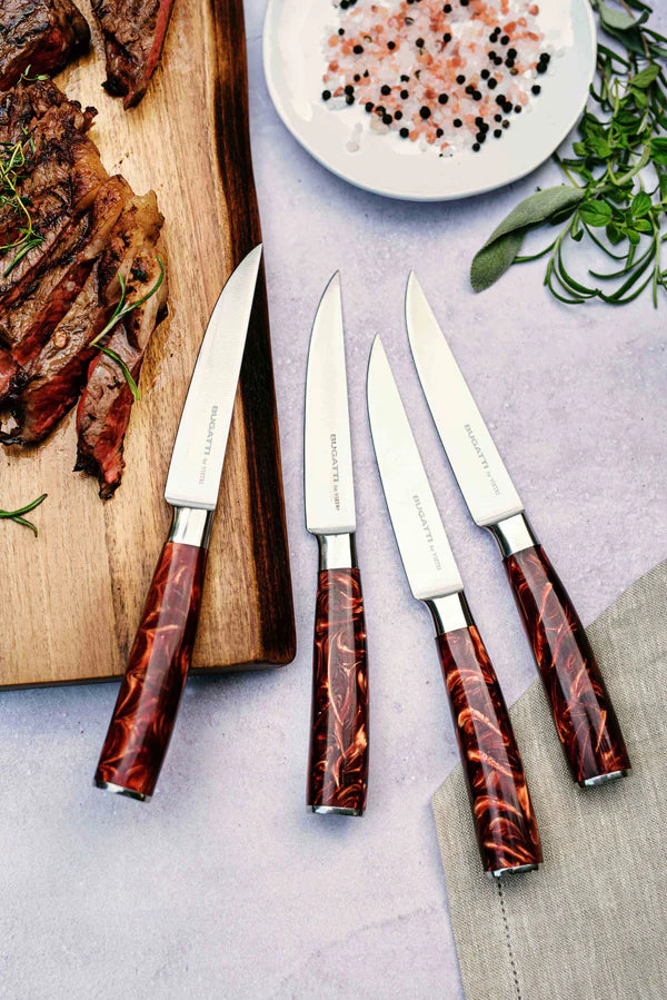Coltelli Brown Marbled Steak Knives, Set of 4