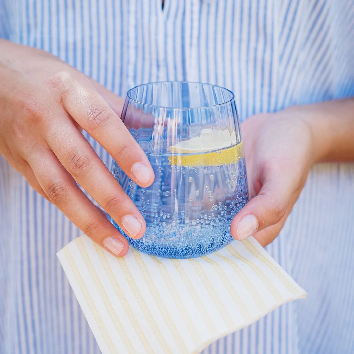 Francesca Blue Drinkware, Set of 4