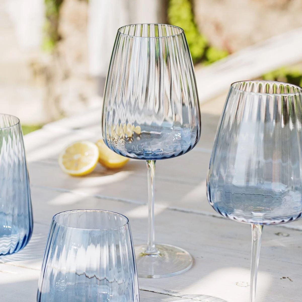 Francesca Blue Drinkware, Set of 4