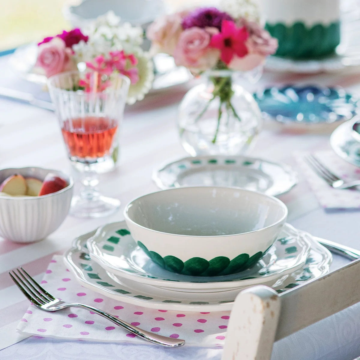 Lisbon Green Stitch Rectangular Platter