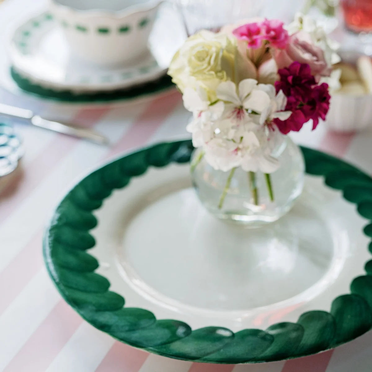 Lisbon Green Stitch Dinner Plate