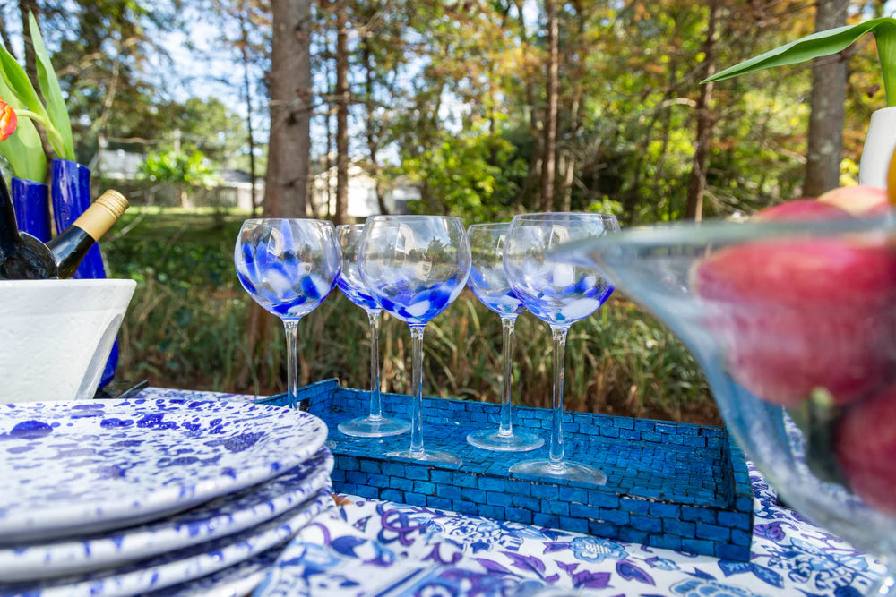 Blue Fiesta Stemmed Wine/Water Glass