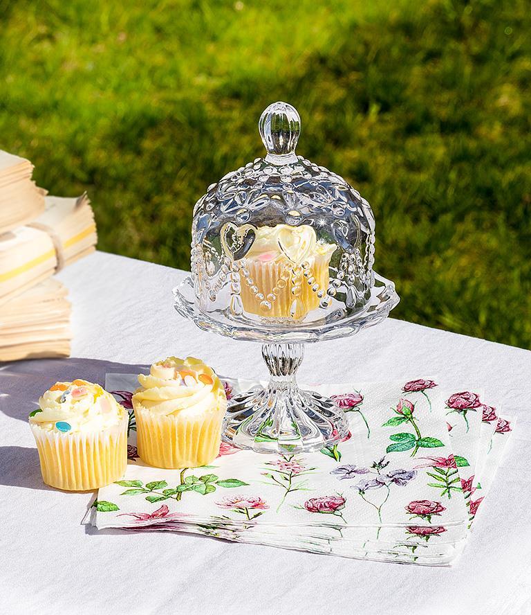 Small Covered Pedestal Plate with Hearts