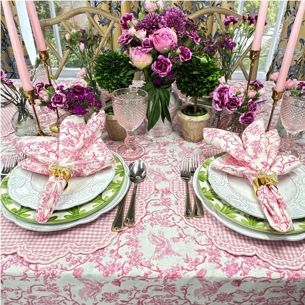 Toile de Jouy Birds - Pink - Tablecloth