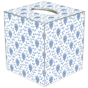 Blue Provencial Print Tissue Box Cover, Wood