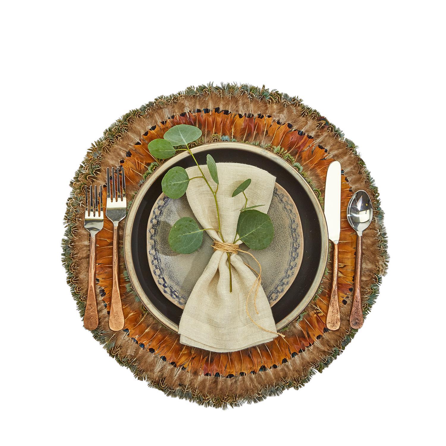 Pheasant Park Feathers Placemats, Set of 6