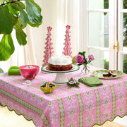 Rosemary Stripe Pink Square Game Tablecloth