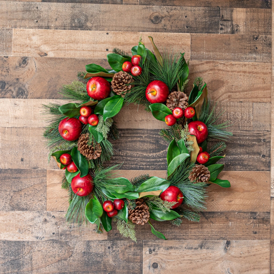 Magnolia and Apple Wreath, 24"