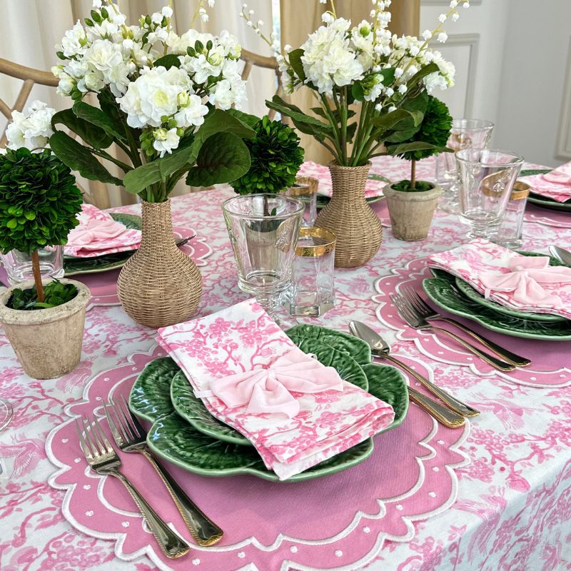 Toile de Jouy Birds - Pink - Tablecloth