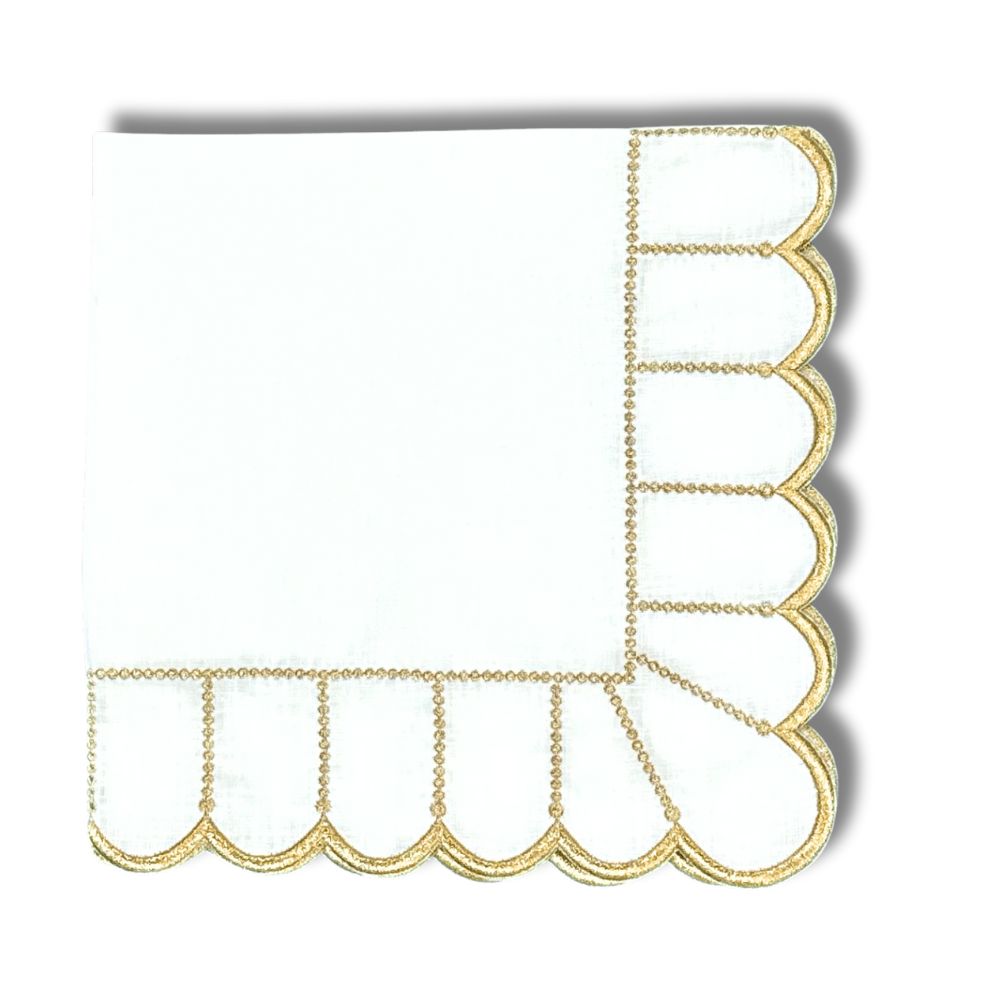 Studio Collection - Linen: Pippa Napkin - White/Gold, Set of 4