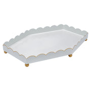 White & Gold Scalloped Metal Tray