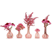 Set of 5 Pretti in Pink Asst Vases