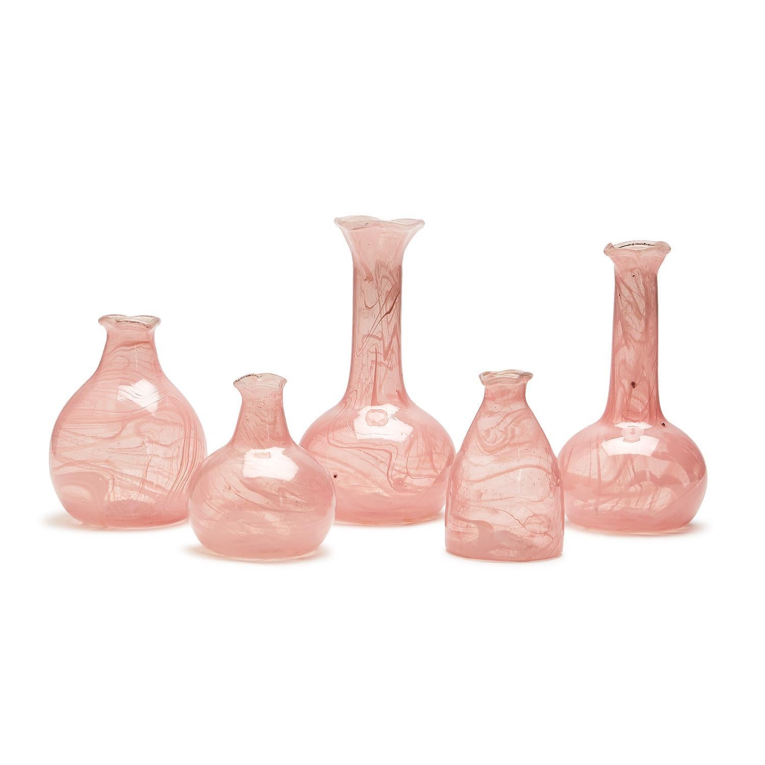 Set of 5 Pretti in Pink Asst Vases