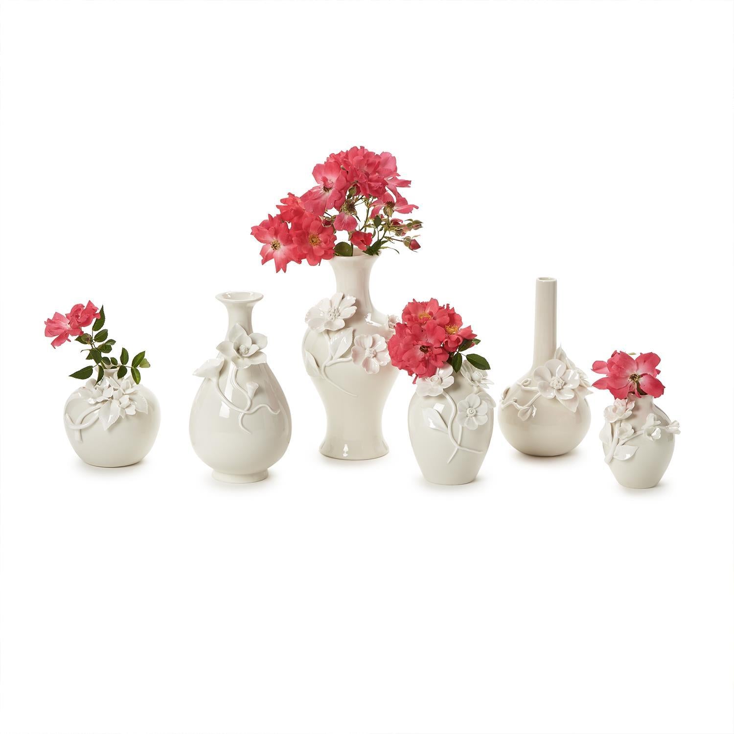 3-D Sculpted Flower Mini Vases, Set of 6