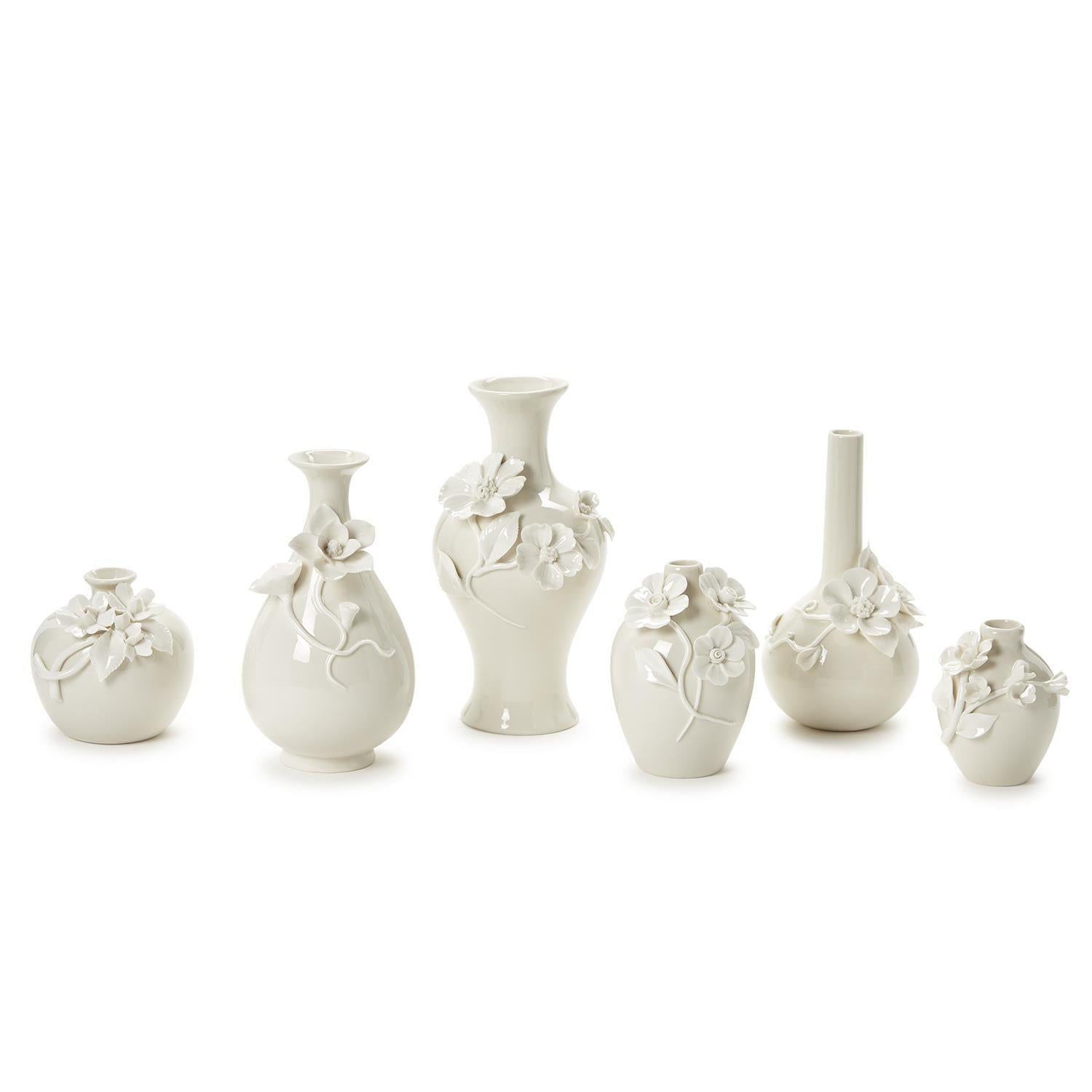 3-D Sculpted Flower Mini Vases, Set of 6
