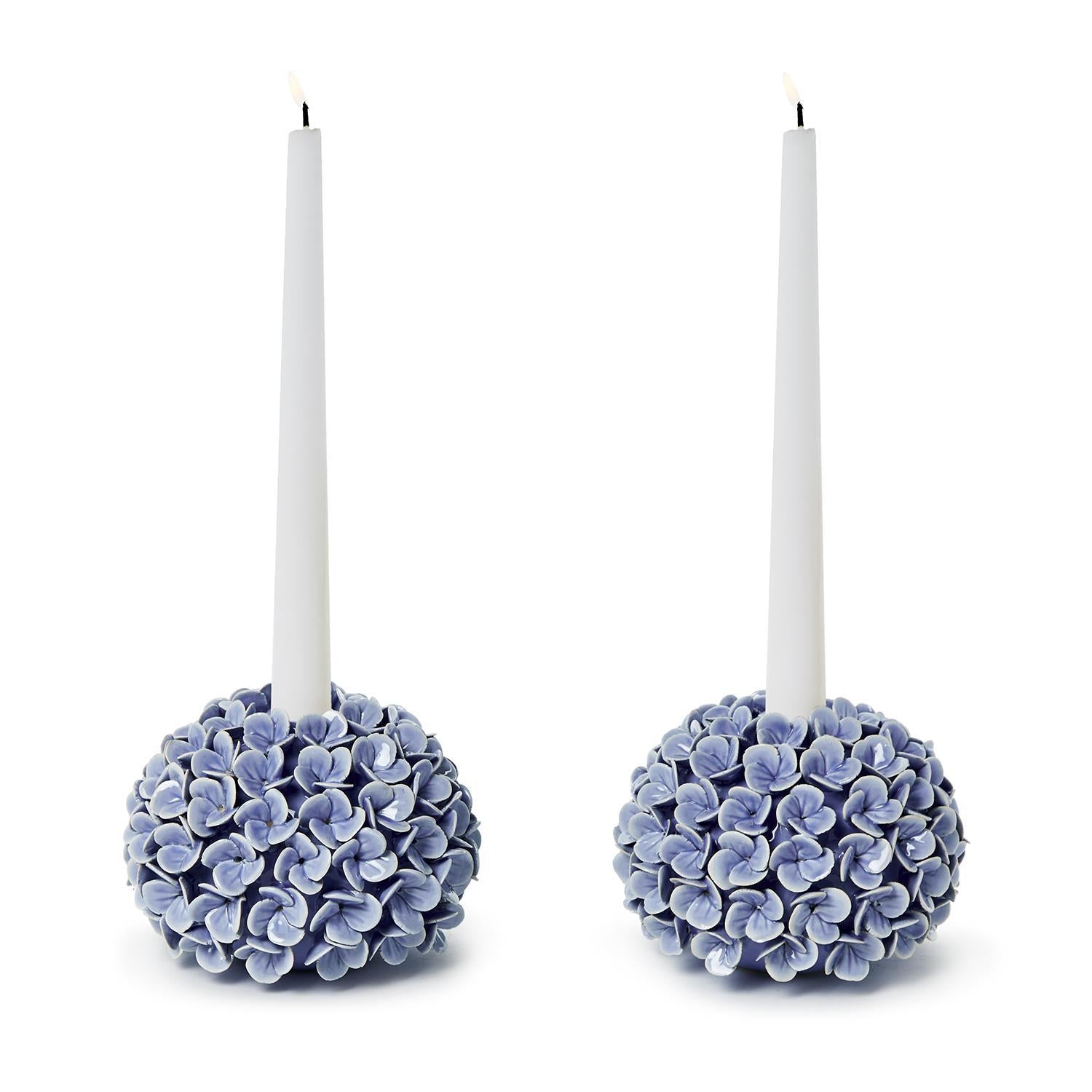 Hydrangea Flower Bud Vases/Taper Candle Holders Set