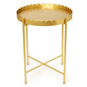 Gold Scalloped Edge Round Accent Table