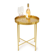 Gold Scalloped Edge Round Accent Table