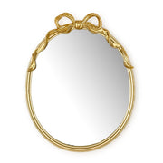 Gold Oval Mirror with Bow Accent