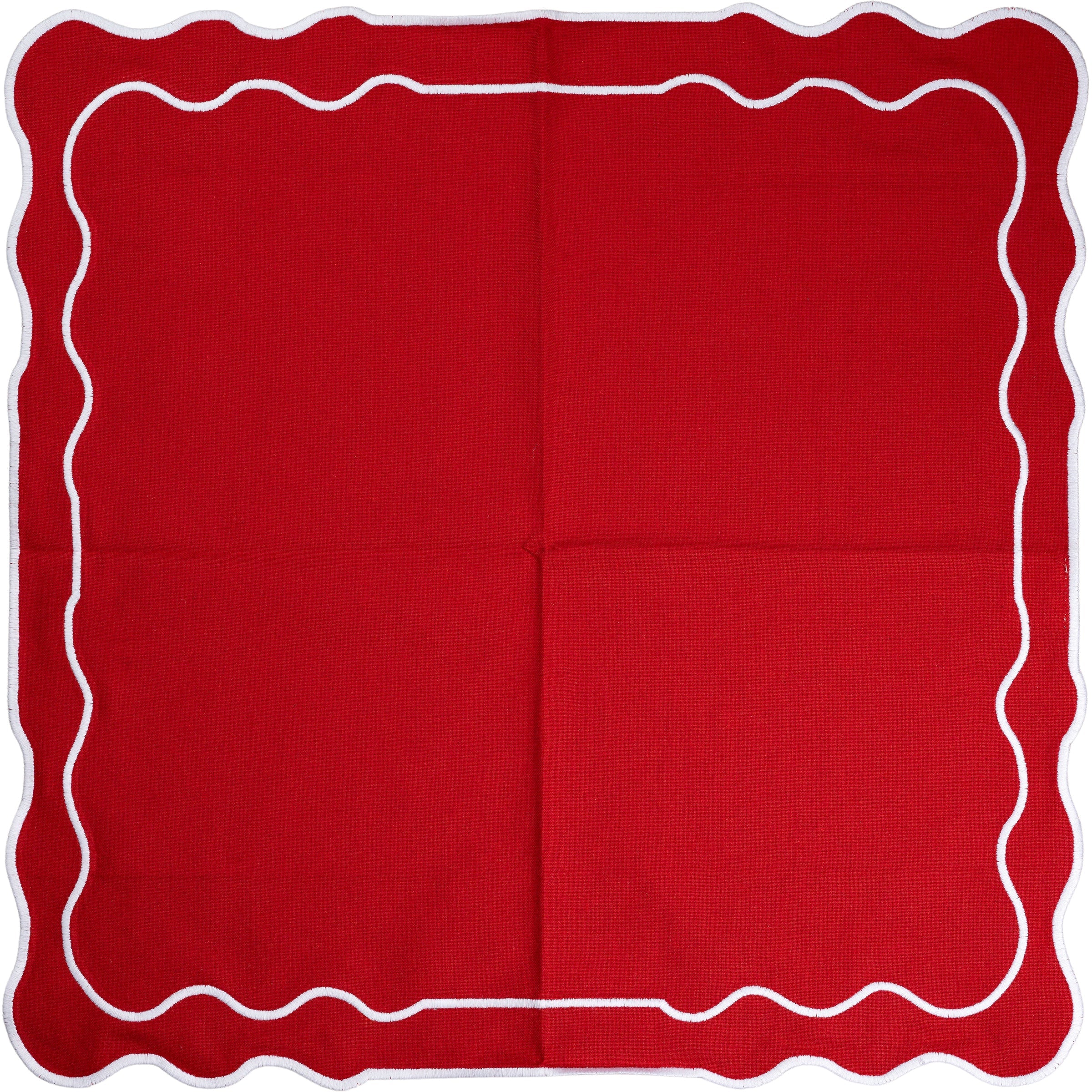 Red Scalloped Placemat, Set of 4