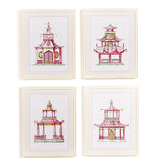 Pink Pagoda Prints, Set of 4