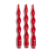 12" Twist Taper Red Candles, Set of 3