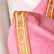 Hot Pink Velvet Pillow with Orange Embroidery