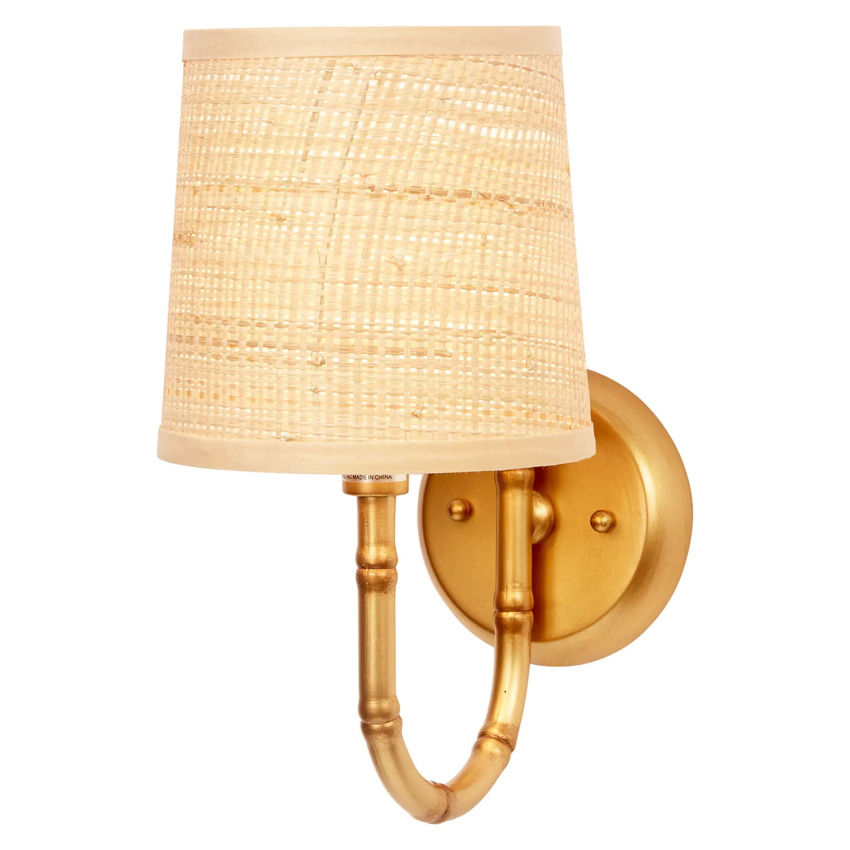 Golden Bamboo Sconce with Grasscloth Shade