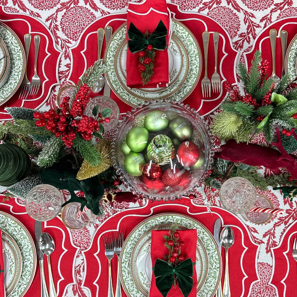 Red Flower and Vine - Tablecloth