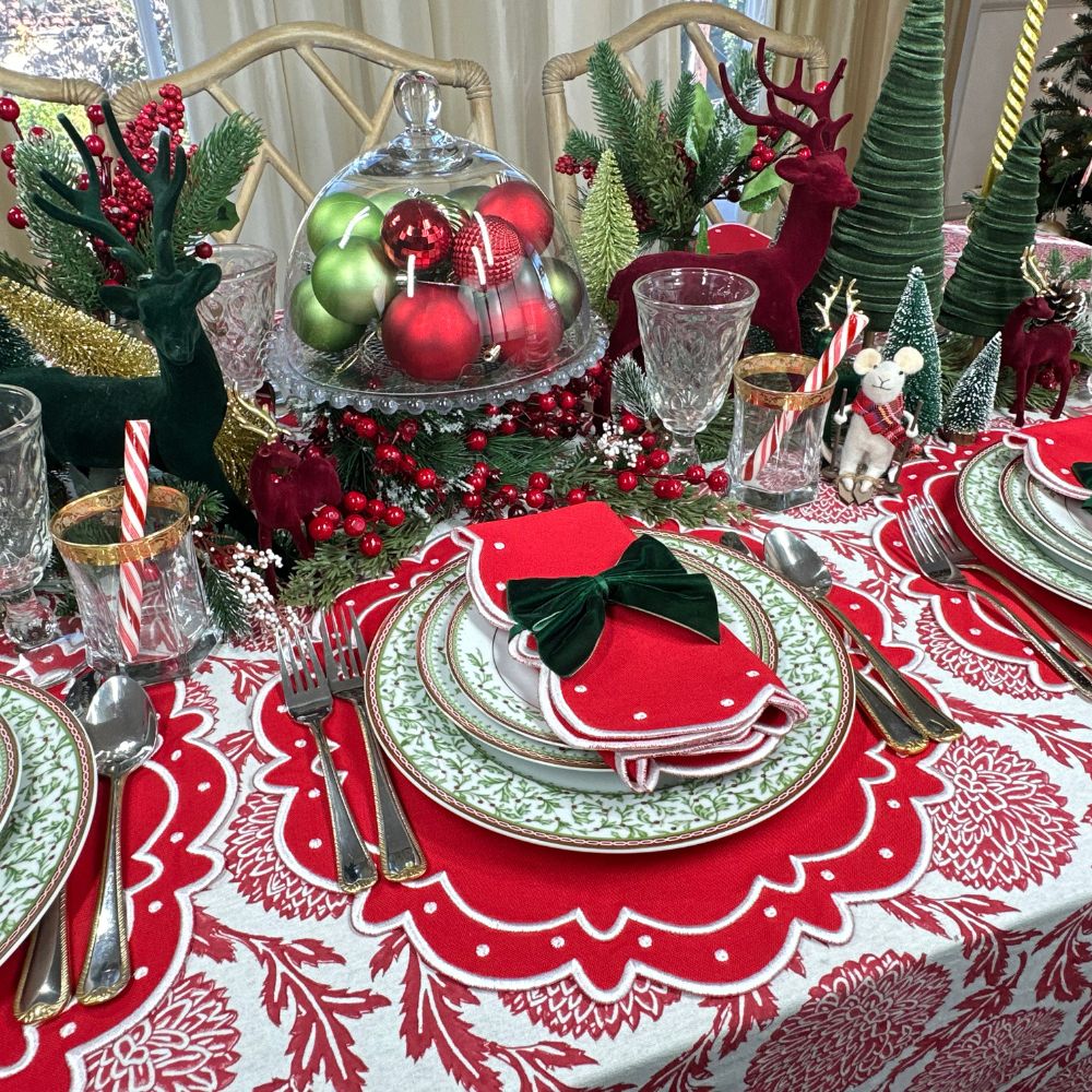 Red Flower and Vine - Tablecloth