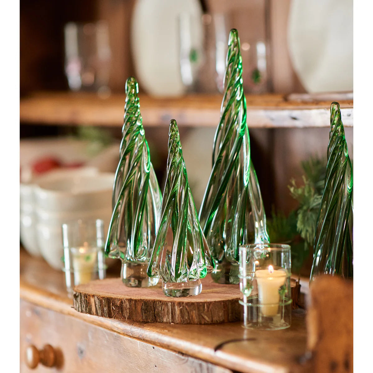 Holiday Glass Green Trees, More sizes