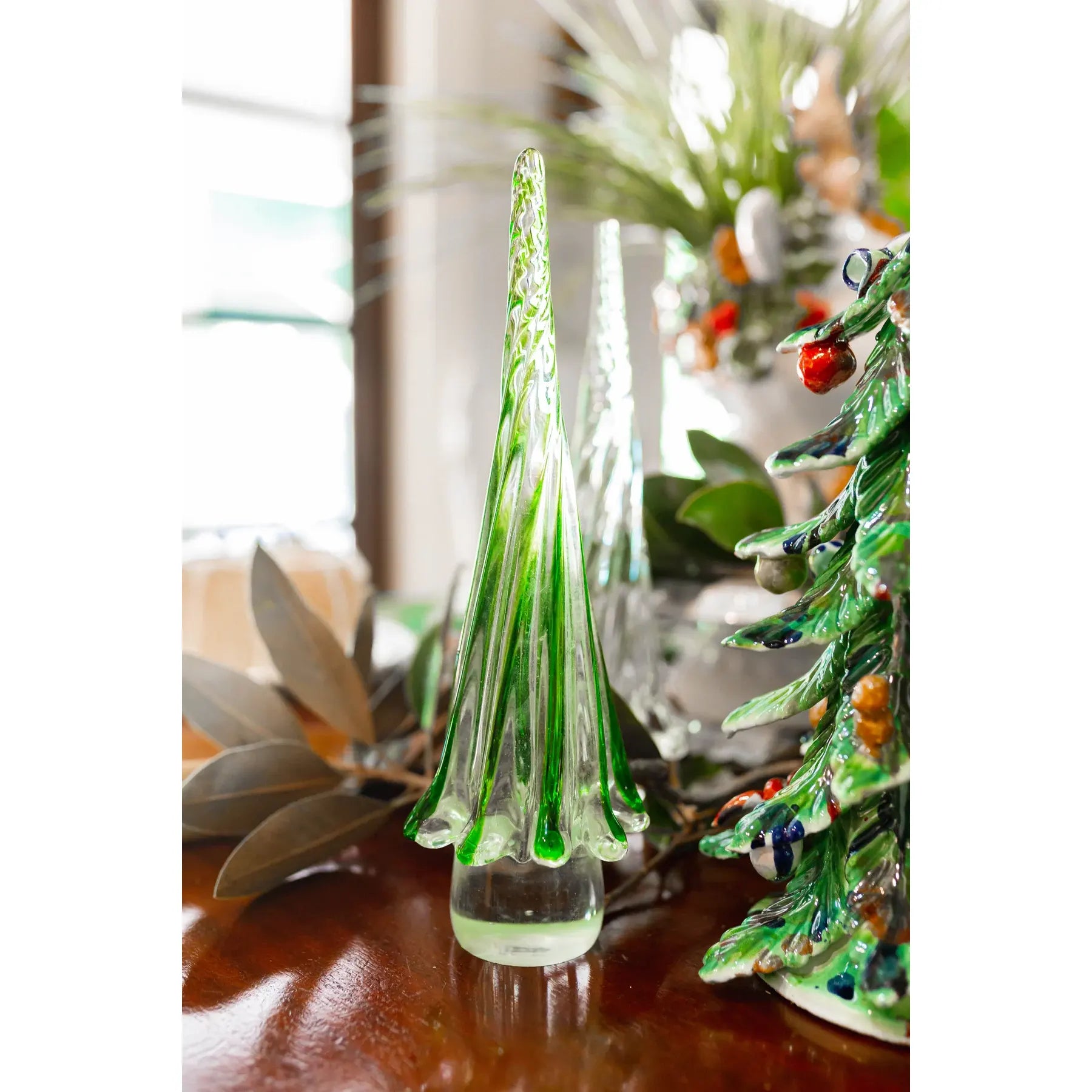 Holiday Glass Green Trees, More sizes