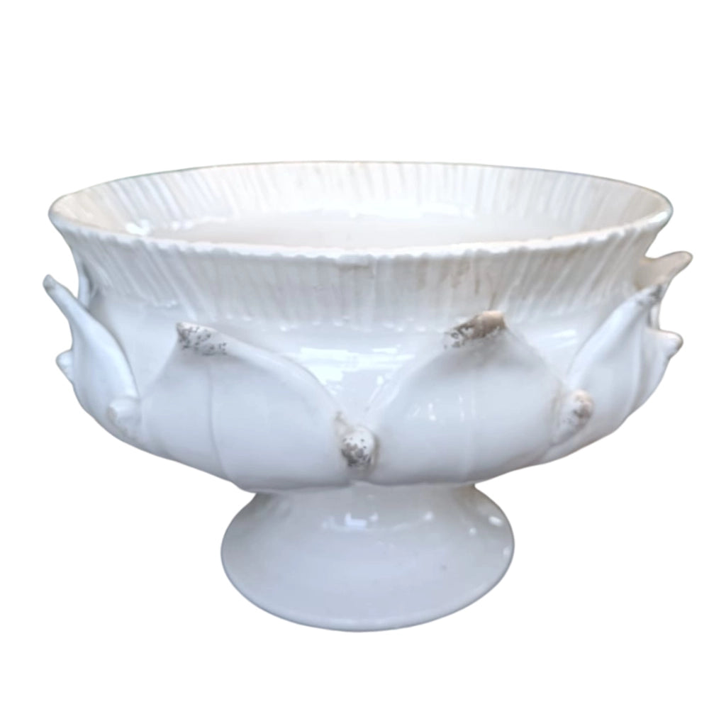 Scavo Harvest Pedestal Bowl, White