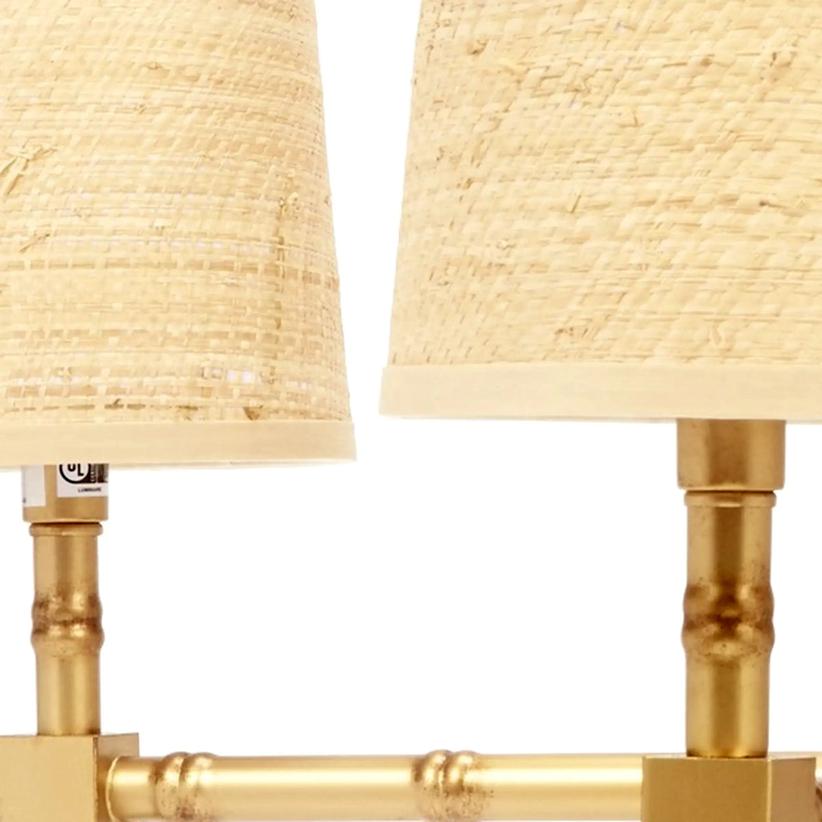 Golden Bamboo Chandelier with Grasscloth Shades