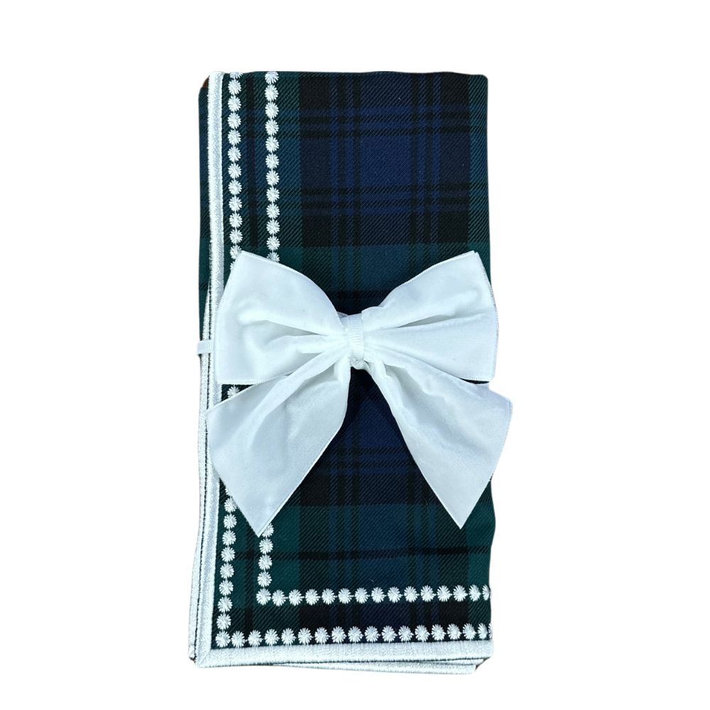 White: Velvet Bow Napkin Ties - (Set of 4)