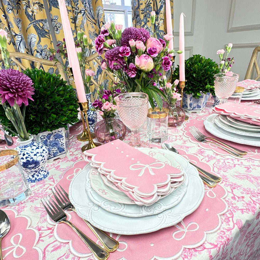 Toile de Jouy Birds - Pink - Tablecloth