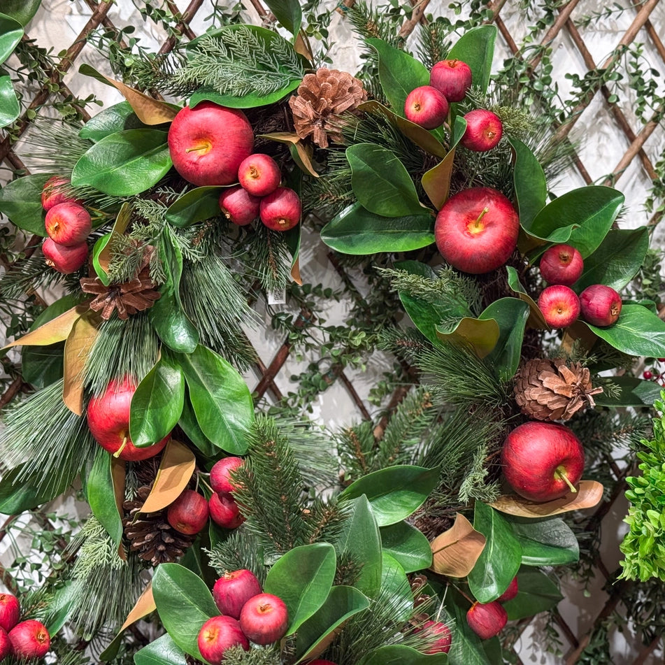 Magnolia and Apple Wreath, 24"