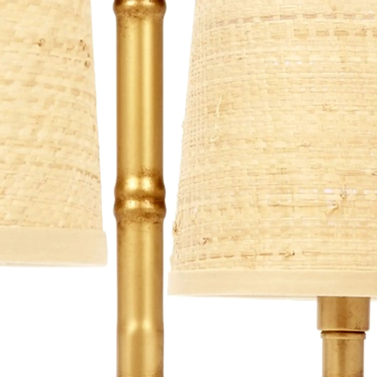 Golden Bamboo Chandelier with Grasscloth Shades
