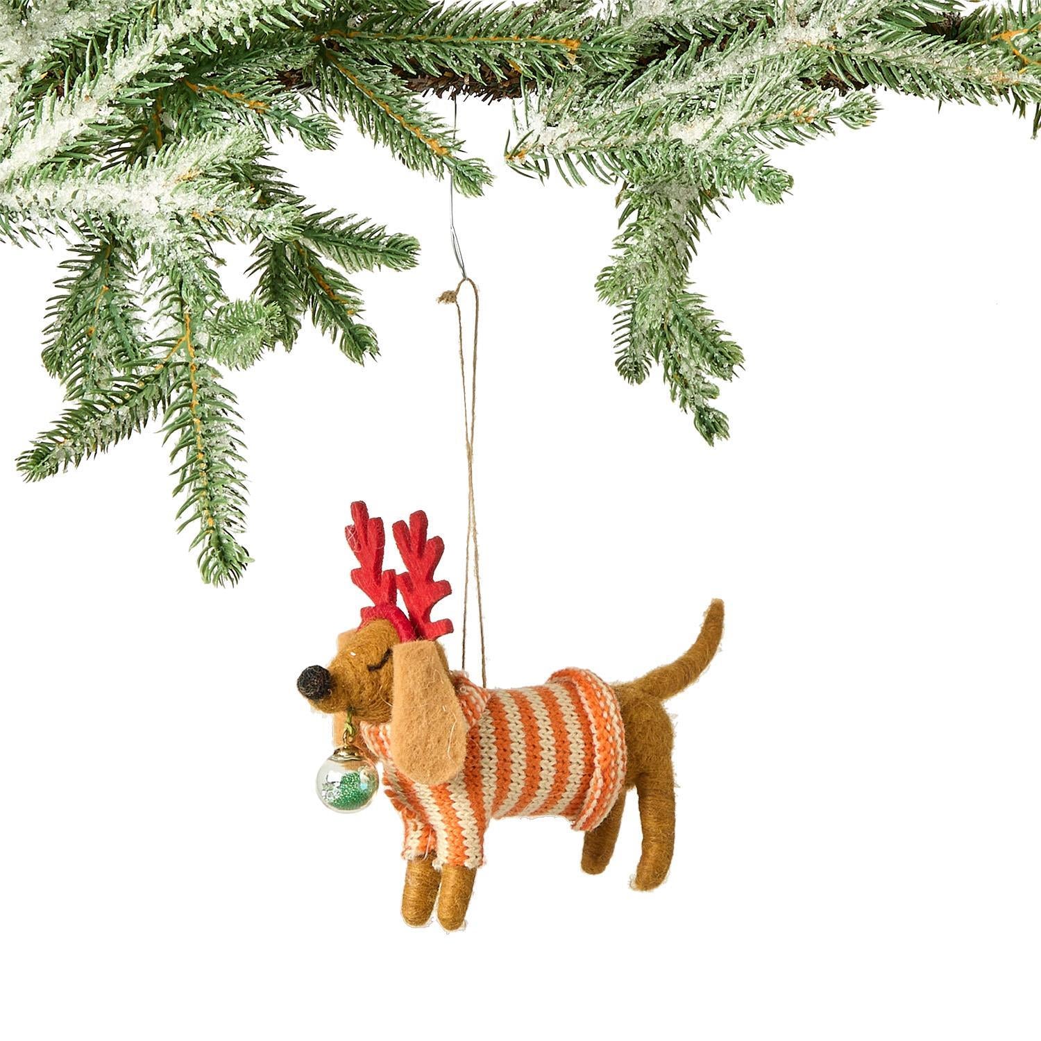 Deck the Paws Hand-Crafted Felt Dog Ornaments, Set of 5 Asst
