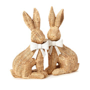 Wicker Weave Pattern Easter Bunnies with Bow, Set of 2