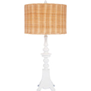 Penny White Gesso Table Lamp With Natural Rattan