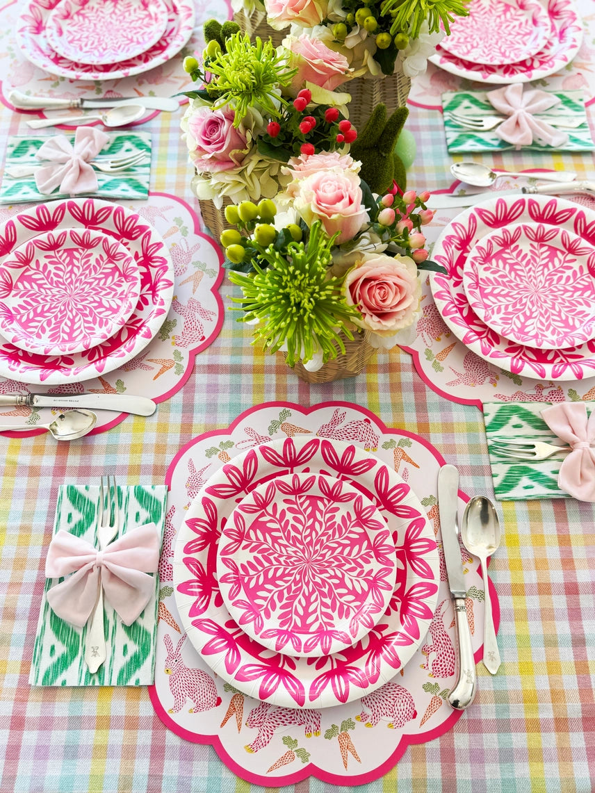 Herend Bunny Scalloped Round Paper Placemats, Set of 24