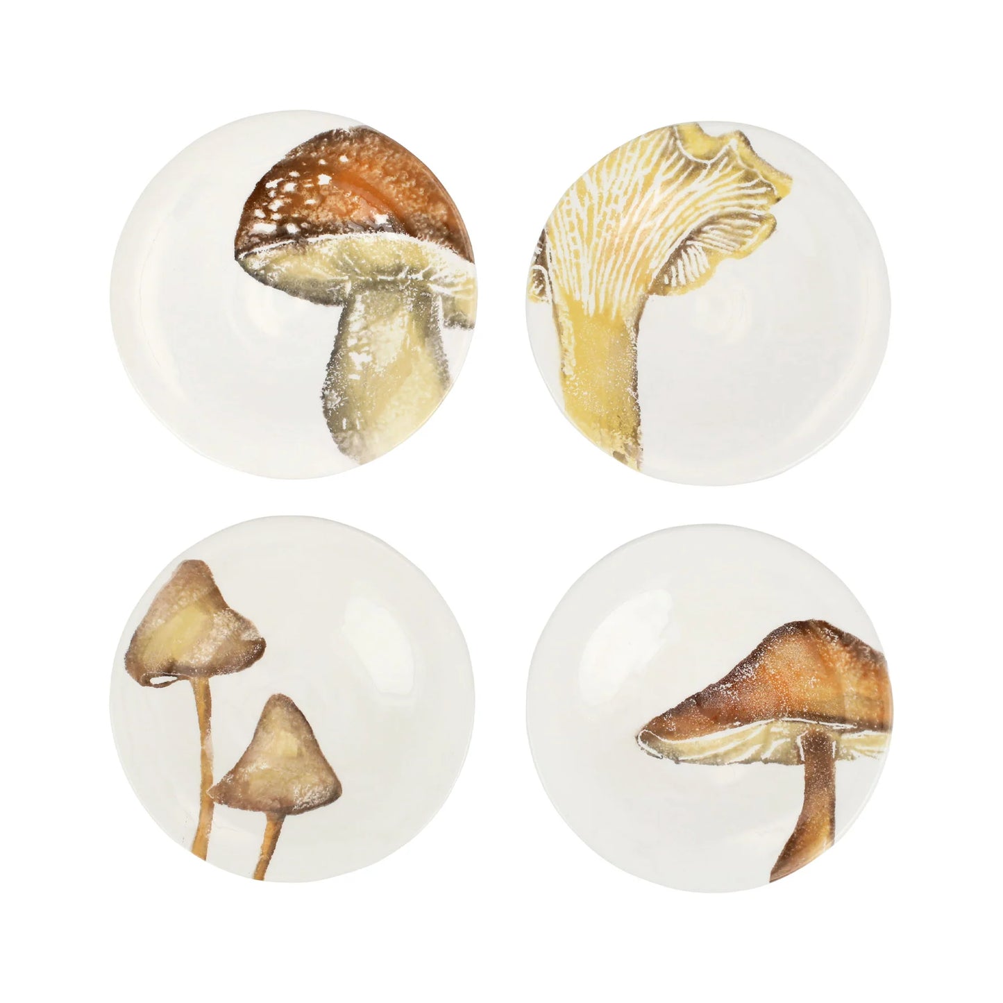 Vietri Autunno Asst Mushroom Canape Plates, Set of 4